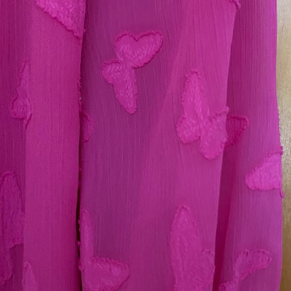 Michael Kors Bright sheer Fuschia material with butterflies women blouse Sz M - Picture 5 of 5